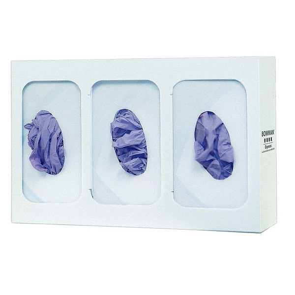 Bowman Dispensers Glove Box Dispenser, Powder-Coated Steel, Holds (3) Boxes , White , 10 in H x 15-7/8 in W x 3-7/8 in D - GL003-0413