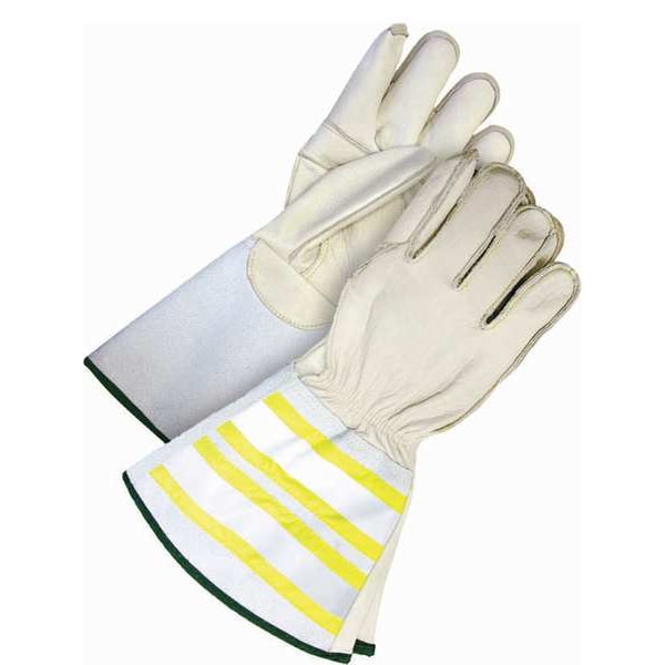 Bdg Leather Drivers Gloves, Gauntlet Cuff, Wing Thumb, Beige / Beige, L, 1 PR - 60-9-1280-L