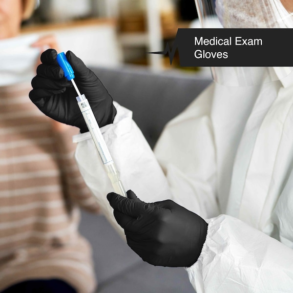 Fifthpulse Disposable Gloves, 3 mil Palm, Nitrile, Powder-Free, XS, 1000 PK, Black - FMN100619
