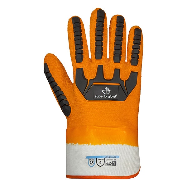Superior Glove Not Applicable Chemical Resistant Gloves, Cotton, 9 in L, Not Applicable, Orange, L, 1 PR - L868FXVB-L