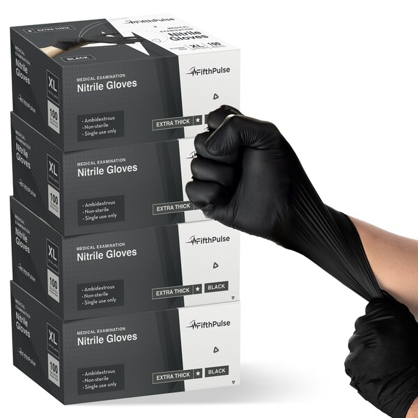 Fifthpulse Disposable Gloves, 4.5 ml Palm, Nitrile, Powder-Free, XL, 400 PK - FP-FMN100442-4A