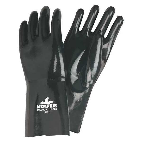 Mcr Safety BlackJack Chemical Resistant Gloves, Neoprene, 14 in L, 53 mil, Black, L, 1 PR - 6924