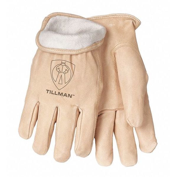 Tillman Cold Protection Drivers Gloves, Grain Pigskin Leather Palm, Fleece Lining, Pearl, L - 1412L