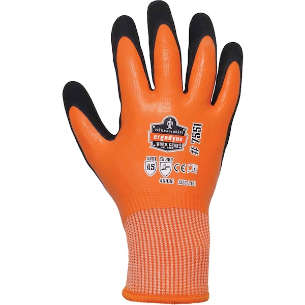 Ergodyne Cut-Resistant Coated Winter Work Gloves, Cut Level A5 , Nitrile , Sandy Nitrile , XL 1 PR - 7551