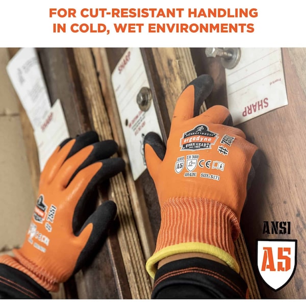 Ergodyne Cut-Resistant Coated Winter Work Gloves, Cut Level A5 , Nitrile , Sandy Nitrile , XL 1 PR - 7551