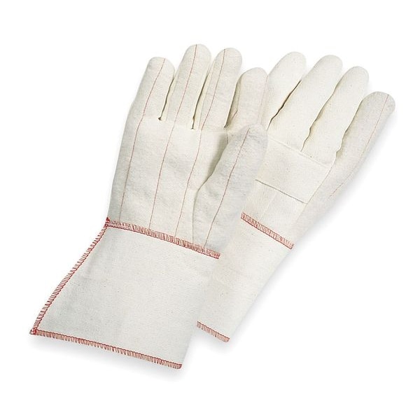 Condor Condor Heat Resistant Gloves, Cotton, 275  Degrees F Max Temp., Straight Cuff White, L ( 9 ), 1 PR - 6AJ18