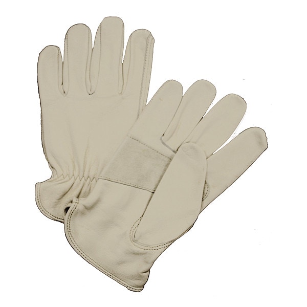 Pip Leather Drivers Gloves, Shirred Slip-On Cuff, Keystone Thumb, Beige, L, 12 PK - 984K
