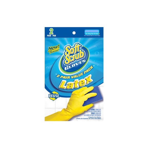 Soft Scrub Cleaning Gloves Latex L Yellow Yellow - 12323-26
