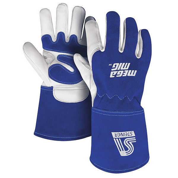 Steiner MegaMIG Welding Gloves, Gauntlet Cuff, Wing Thumb, Premium Goatskin, 2XL, 1 PR - 0255-2X