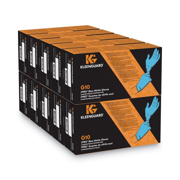 Kleenguard G10, Disposable Gloves, 6 mil Palm, Nitrile, Powder-Free, L, 100 PK, Blue - 54423