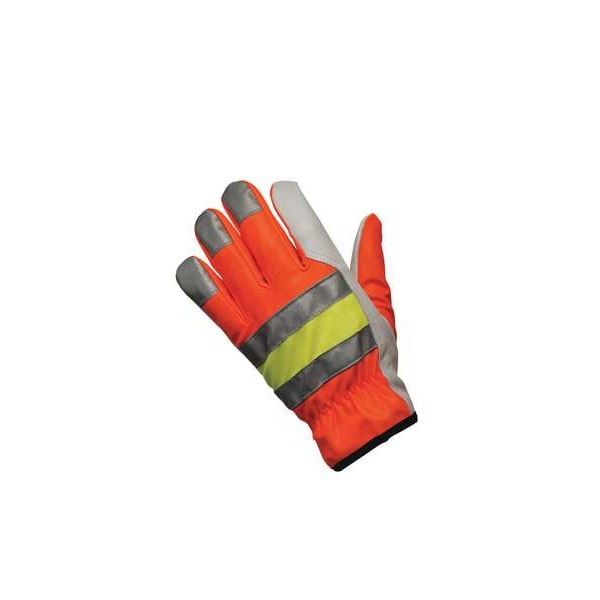 Mcr Safety Hi-Vis Cold Protection Mechanics Gloves, Grain Goatskin Palm, Hook-and-Loop Cuff, Black/Lime/White - 968XL