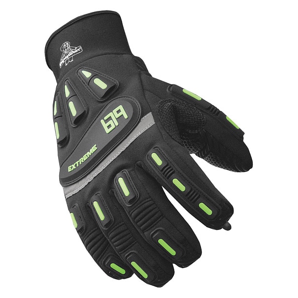 Refrigiwear Mechanics Gloves, Synthetic Leather with Silicone Grip Palm, Black, 2XL - K679RBLK2XL