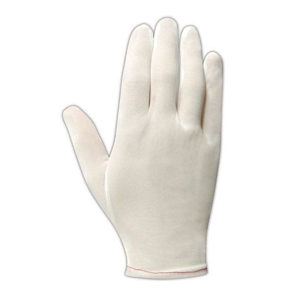 Magid Cleanroom Gloves, Nylon, 10in L, White, M, 12 PK - 7402M