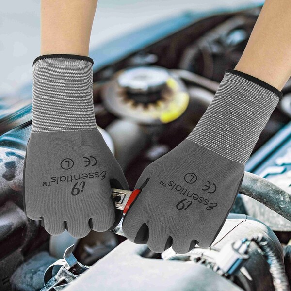 I9 Essentials Micro Foam Nitrile Coated Work Gloves Best Grip Grey Size L, 12PK - 100020