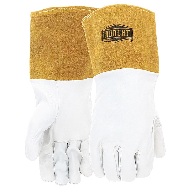 Ironcat Welding Gloves, Gauntlet Cuff, Straight Thumb, A Cowhide, L, 1 PR - 6141/L
