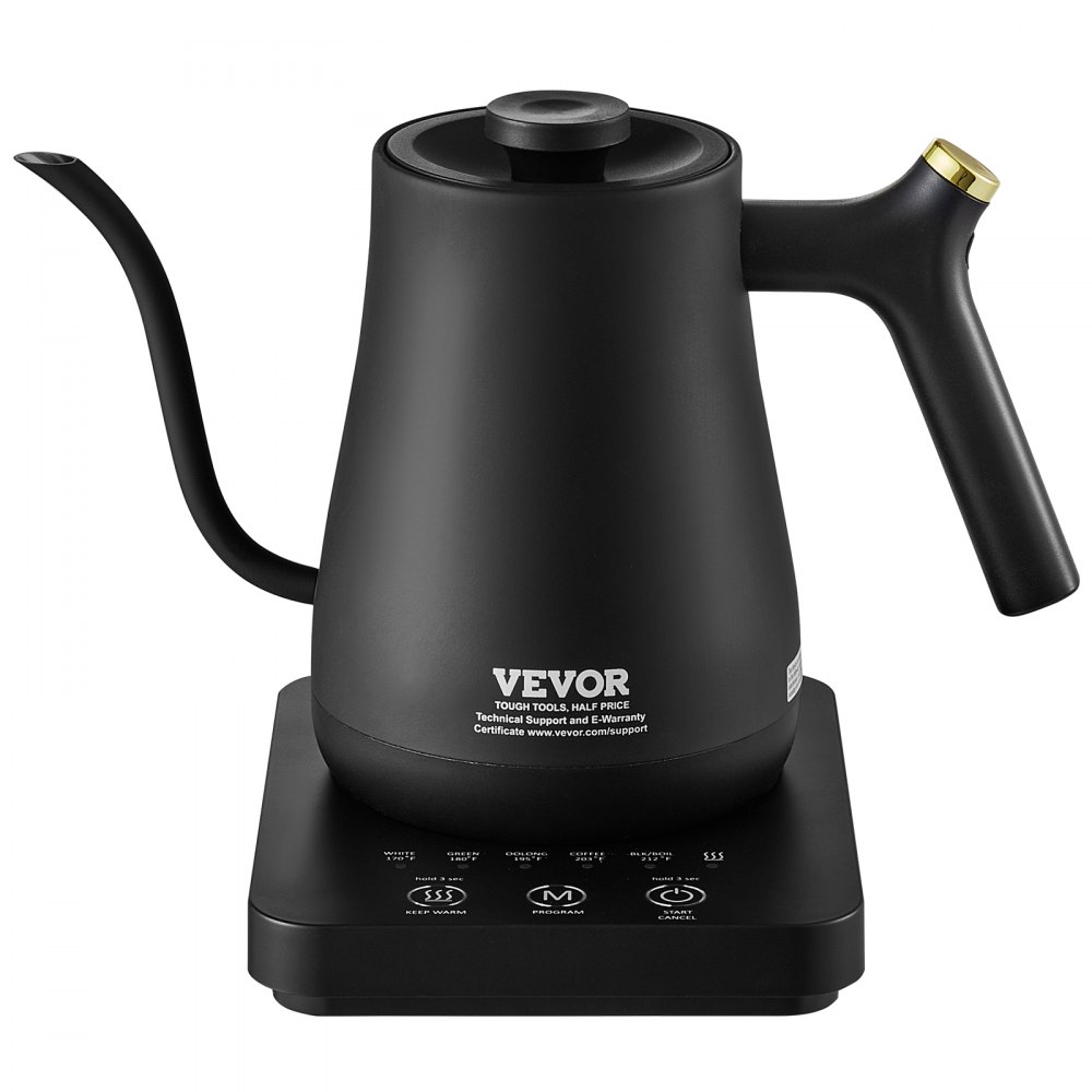 VEVOR Electric Gooseneck Kettle 1L, Temperature Control Pour Over Coffee Kettle with 5 Variable Presets, 304 Food Grade Stainless Steel Hot Water Tea Boiler & Boil-Dry Protection, Keep Warm, 1200W - TEJDSH1LKWLWX5IPOV1