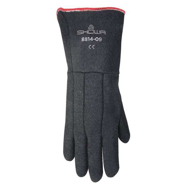 Showa 8814 Heat Resistant Gloves, CharGuard(TM), 500 Degrees F Max Temp., Knit Cuff Black, M ( 8 ), 1 PR - 8814-08