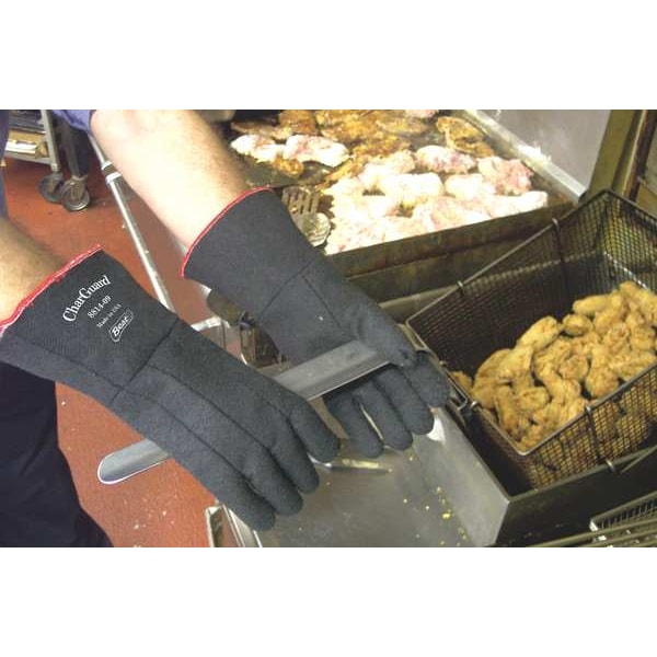 Showa 8814 Heat Resistant Gloves, CharGuard(TM), 500 Degrees F Max Temp., Knit Cuff Black, M ( 8 ), 1 PR - 8814-08