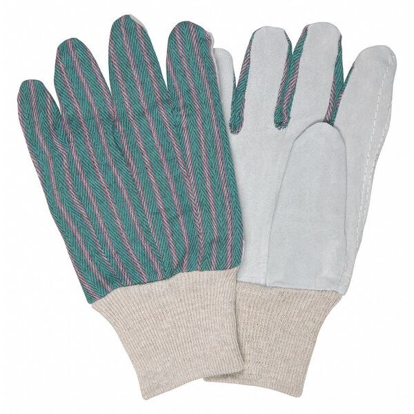 Mcr Safety Leather Gloves, Cowhide, Knit Cuff, Straight Thumb, Full Finger, Gray, S, 12 PK - 1042