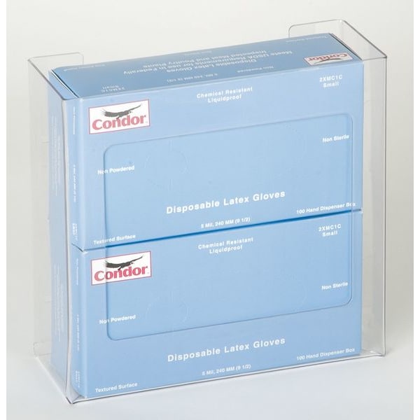Zoro Select Glove Box Dispenser, Acrylic Plastic, Holds (2) Boxes , Clear , 10"H x 10-1/2"W x 3-3/4"D - 6GLA5