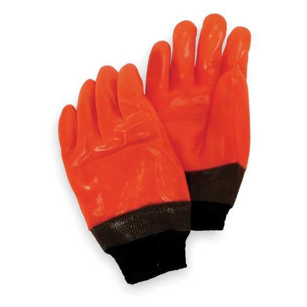 Condor Hi-Vis Cold Protection Gloves, PVC Palm, Foam/Jersey Lining, High-Visibility Orange, L ( 9 ) - 4NMU2