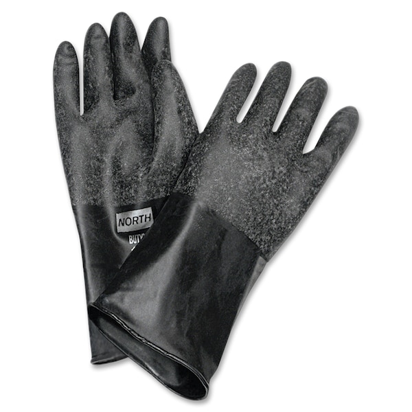 Honeywell North Chemical Resistant Gloves, Butyl, 14 in L, 17 mil, Black, 10, 1 PR - B174R/10