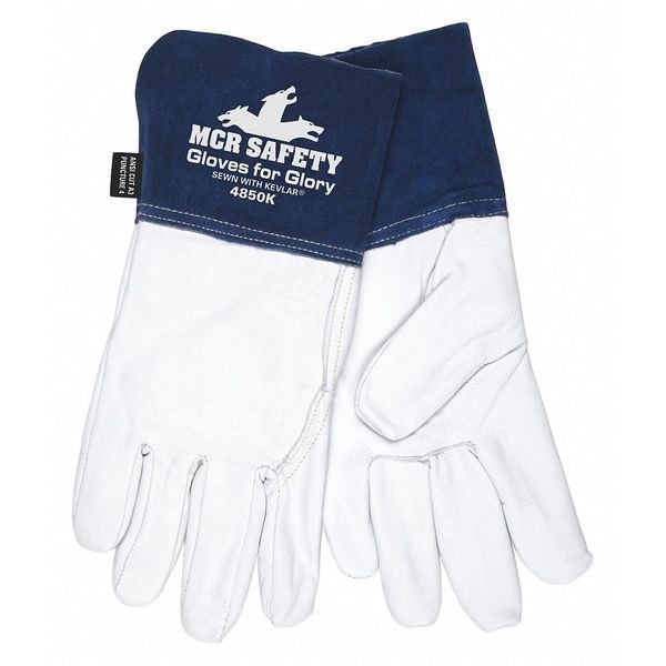 Mcr Safety Gloves For Glory Welding Gloves, Gauntlet Cuff, Wing Thumb, Premium Goatskin, L, 12 PK - 4850KL