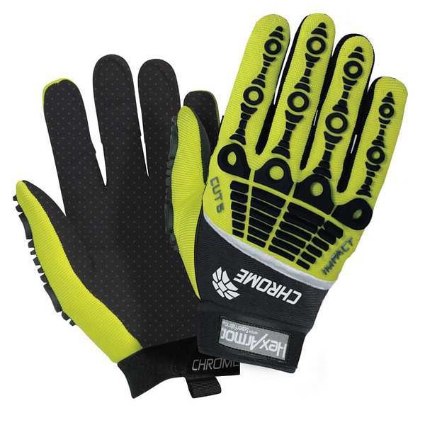 Hexarmor Chrome Series(R) Hi-Vis Cut-Resistant Impact Gloves, Synthetic Leather Palm, M - 4026-M (8)