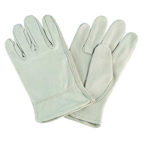 Condor Leather Drivers Gloves, Cowhide, Shirred Slip-On, Keystone Thumb, Gunn Cut, White, L 1 PR - 20GZ20