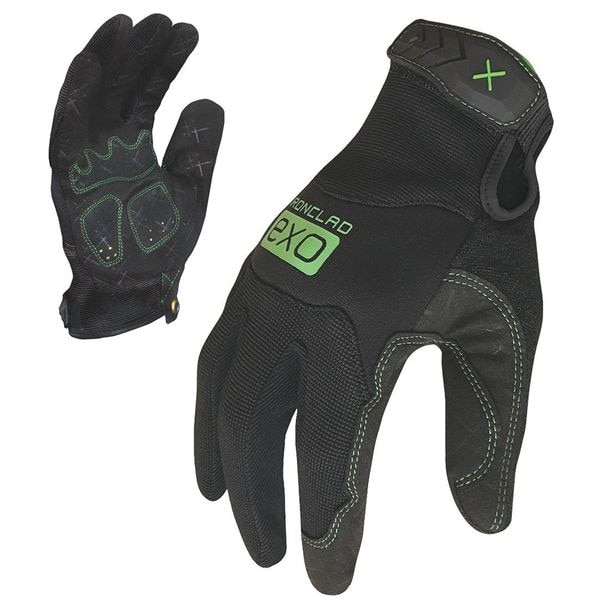 Ironclad Performance Wear EXO Mechanics Gloves, Synthetic Leather/Foam Padding Palm, Polyester Back, XL, Black/Green - EXO2-MPRE-05-XL