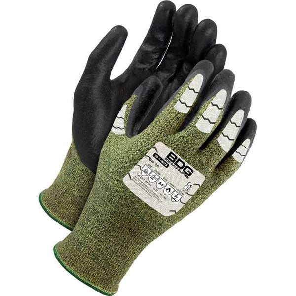 Bdg Coated Gloves, Neoprene/Nitrile, Sandy, Palm, 4 Abrasion Level, Black, Green, , 9 1 PR - 99-1-9675-9