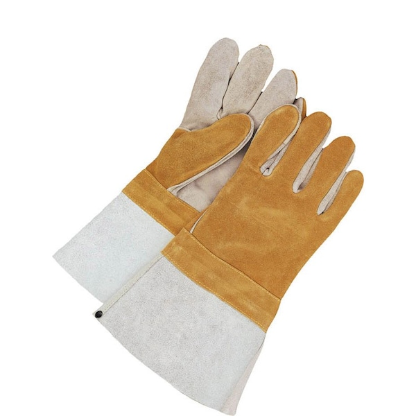 Bdg Split Leather Welding Glove, 5 in Gauntlet Cuff Cuff, Wing Thumb Thumb, Cowhide, L, 1 PR - 60-1-1500-L-K