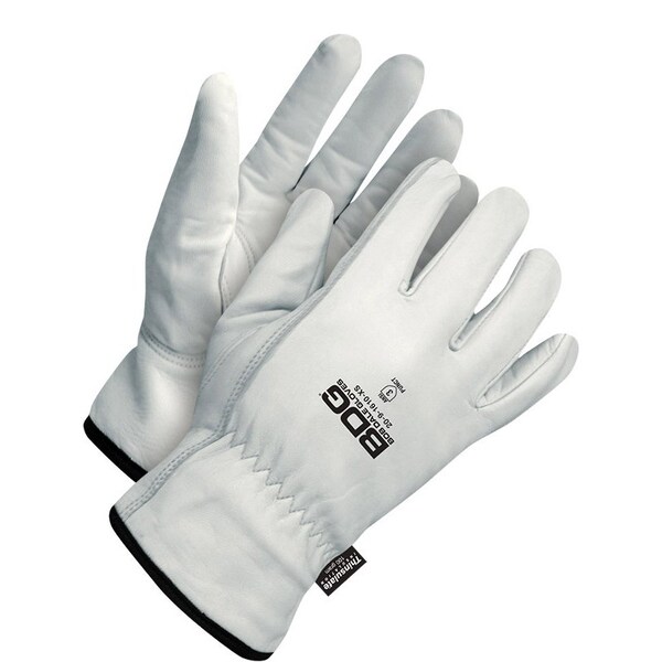 Bdg Leather Drivers w/Thinsulate Lining, Slip-On, Keystone Thumb, White, L 1 PR - 20-9-1610-L-K