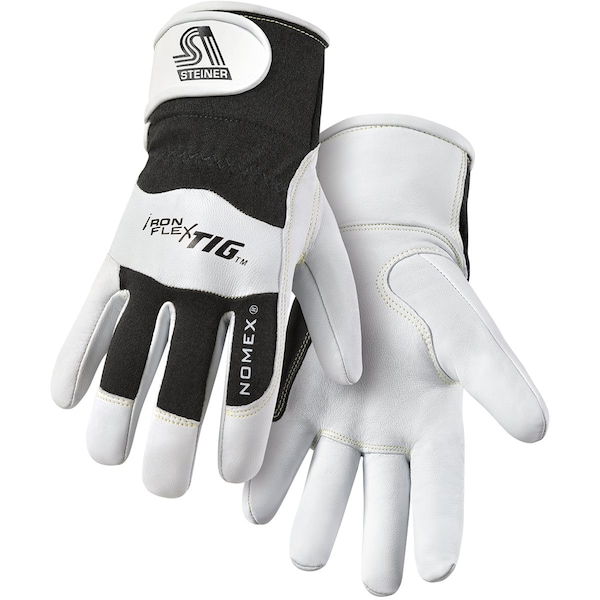 Steiner Pro-Series Welding Gloves, Hook-and-Loop Cuff, Straight Thumb, Premium Kidskin Leather, M, 1 PR - 0263-M