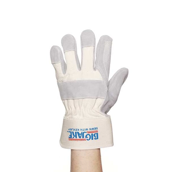 Mcr Safety Leather Gloves, Cowhide, Safety Cuff, Wing Thumb, Full Finger, Gray, XL, 1 PR - 1711