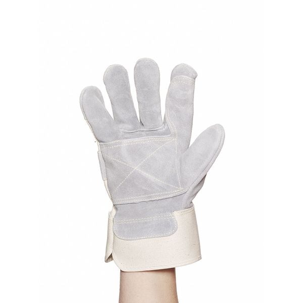 Mcr Safety Leather Gloves, Cowhide, Safety Cuff, Wing Thumb, Full Finger, Gray, XL, 1 PR - 1711