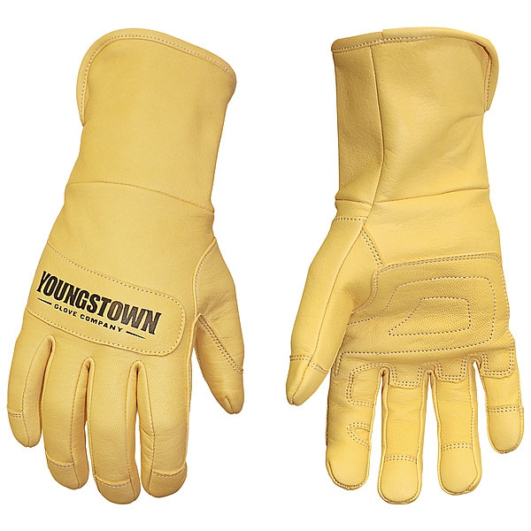 Youngstown Glove Co Leather Gloves, Goatskin, Safety Cuff, Wing Thumb, Tan, L, 1 PR - 11-3245-60-L