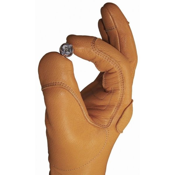 Youngstown Glove Co Leather Gloves, Goatskin, Safety Cuff, Wing Thumb, Tan, L, 1 PR - 11-3245-60-L