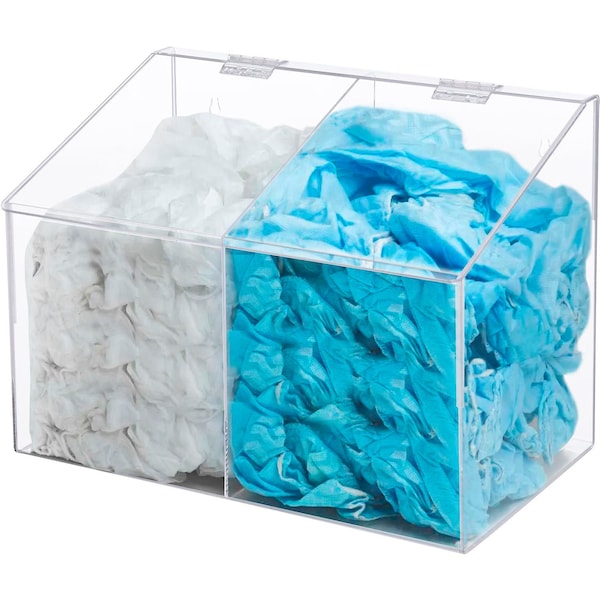 Global Industrial Acrylic PPE Dispenser, 2 Compartments, Clear - 695989