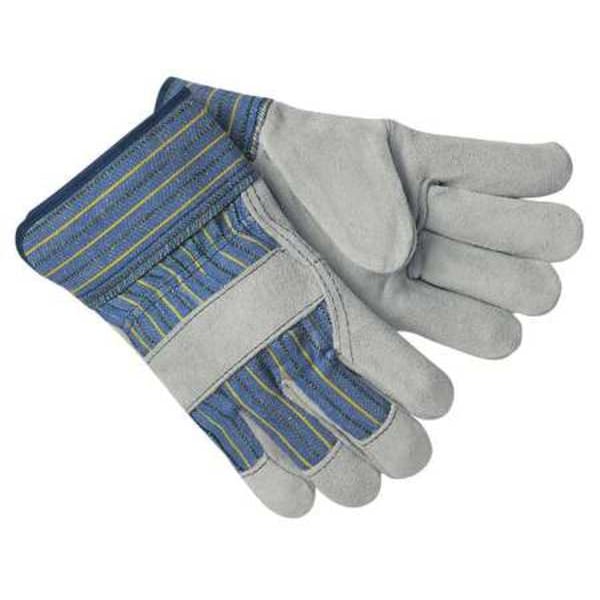 Mcr Safety Leather Gloves, Cowhide, Safety Cuff, Wing Thumb, Full Finger, Gray, S, 1 PR - 1400S
