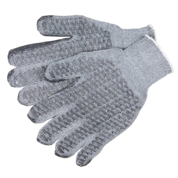 Mcr Safety Gloves, Cotton/Polyester Gray Honeycomb, M, 12PK - 9676MM