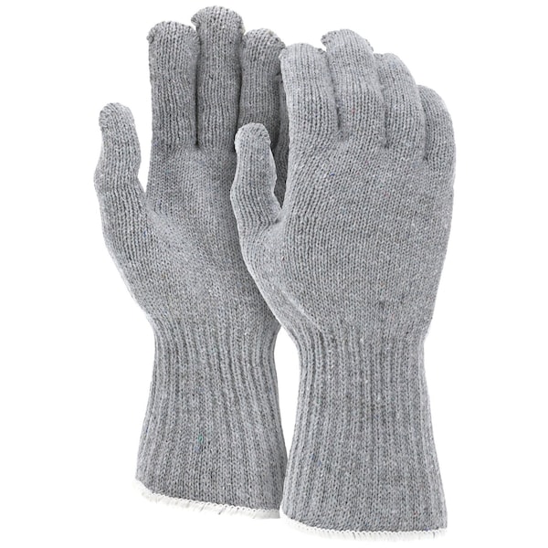 Mcr Safety Gloves, Heavy Cotton/Polyester, Gray long cuff, L, 12PK - 9507LMHG