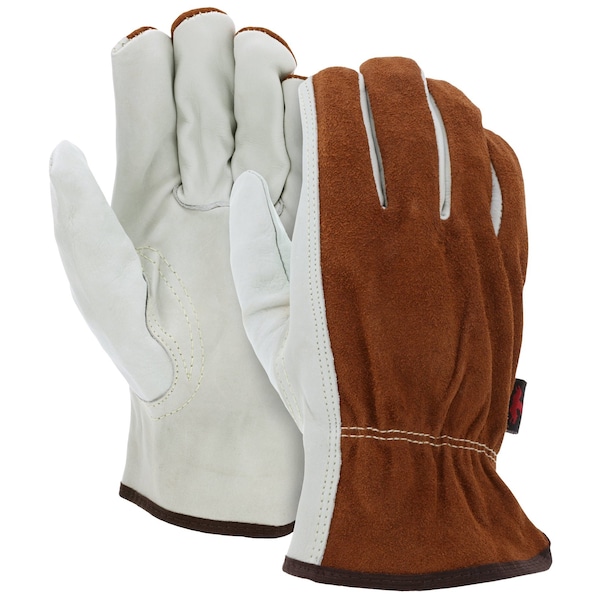 Mcr Safety Gloves, Ind Grd Grain Drvr/Split Back Key Thumb, XXL, 12PK - 3205XXL