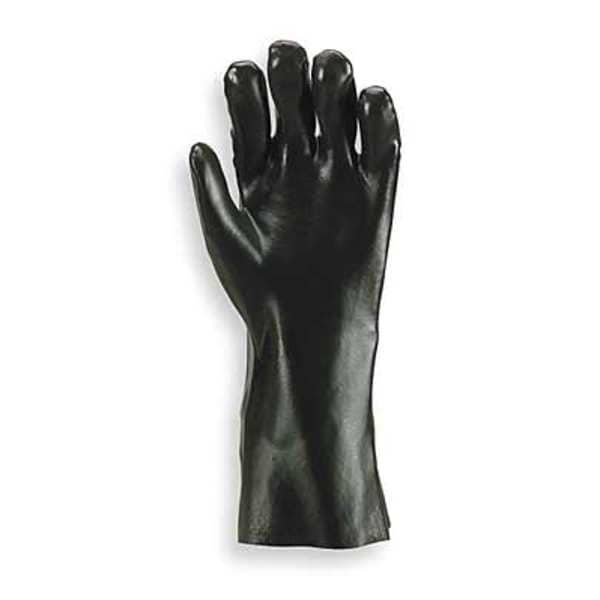 Showa Chemical Resistant Gloves, PVC, 10 in L, 16 mil, Black, L, 1 PR - 7710