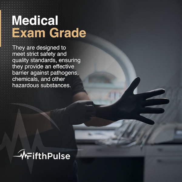 Fifthpulse Disposable Gloves, 6 mil Palm, Nitrile, Powder-Free, Medium, 200 PK, Black - FMN100711