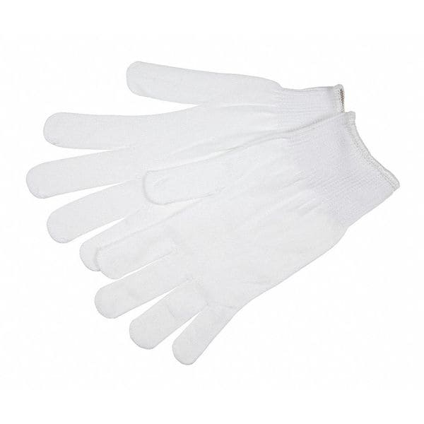 Mcr Safety Knit Gloves, Nylon, None Uncoated, White, 12 PK - 9633SM
