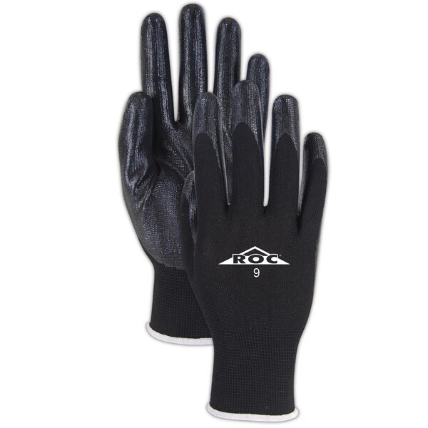 Magid Coated Gloves, 4 Abrasion Level, Black, 10 12 PK - GP161-10