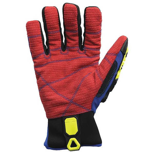 Ironclad Performance Wear Mechanics Gloves, Nylon/Polyurethane Palm, Polyester Lining, Blue/Red, 3XL ( 7 ) - KDC5W-07-XXXL