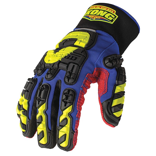 Ironclad Performance Wear Mechanics Gloves, Nylon/Polyurethane Palm, Polyester Lining, Blue/Red, 3XL ( 7 ) - KDC5W-07-XXXL