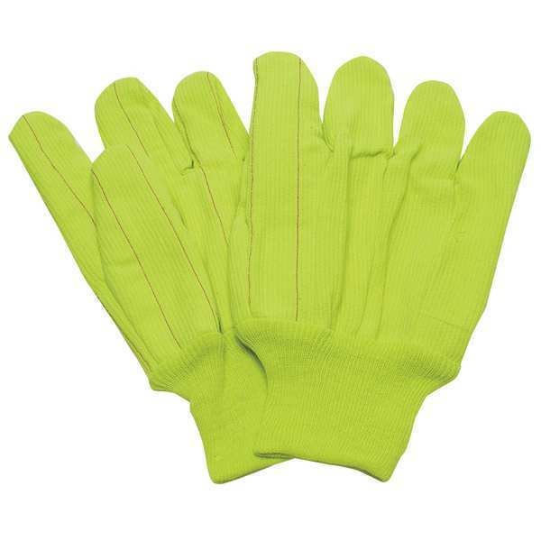 Condor Knit Gloves, Cotton, None Uncoated, High Visibility Yellow, 1 PR - 4NMU7